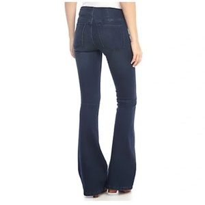 Free People high rise flair jeans. Cool back of the knee stitch!